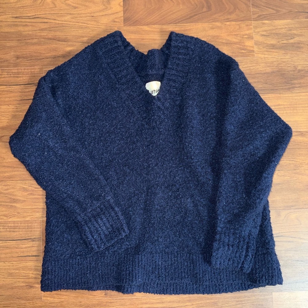 aerie Navy Blue Plush V-Neck Sweater